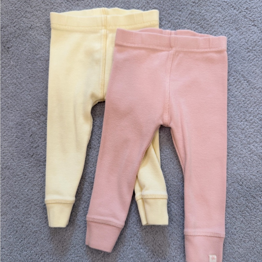 Zara baby Ribbed Leggings- Pink & Pale Yellow